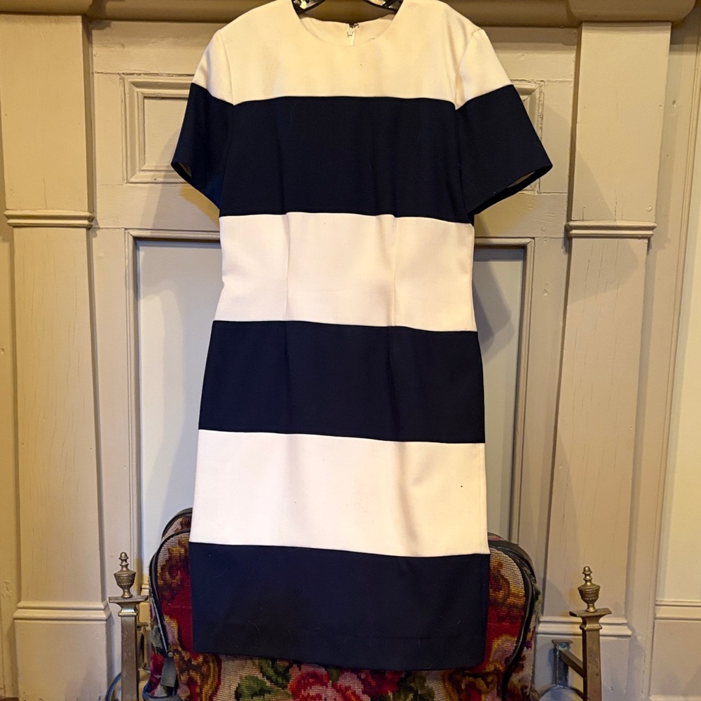 Worth Cream and Black gaberdine dress.